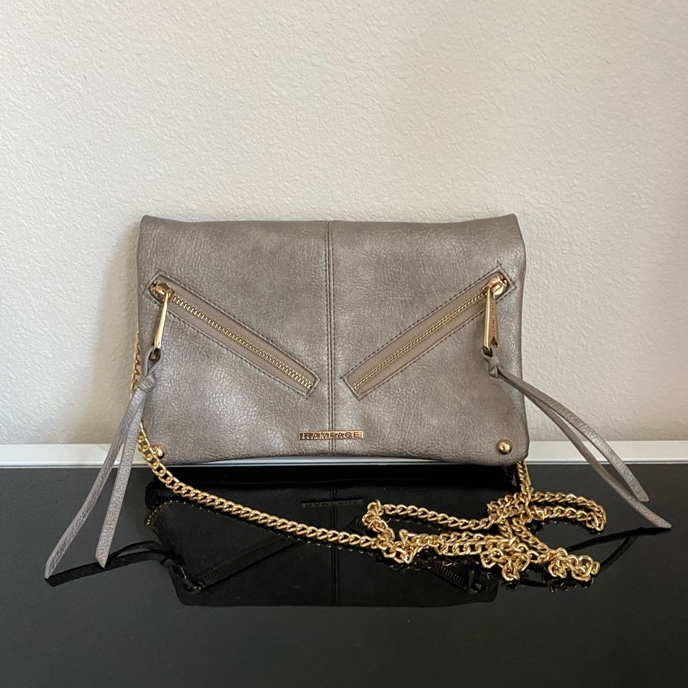 Rampage Metallic Finish Crossbody with Gold Chain